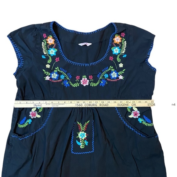 Simply Be Black Embroidered Tunic Dress With Pockets - Picture 14 of 16